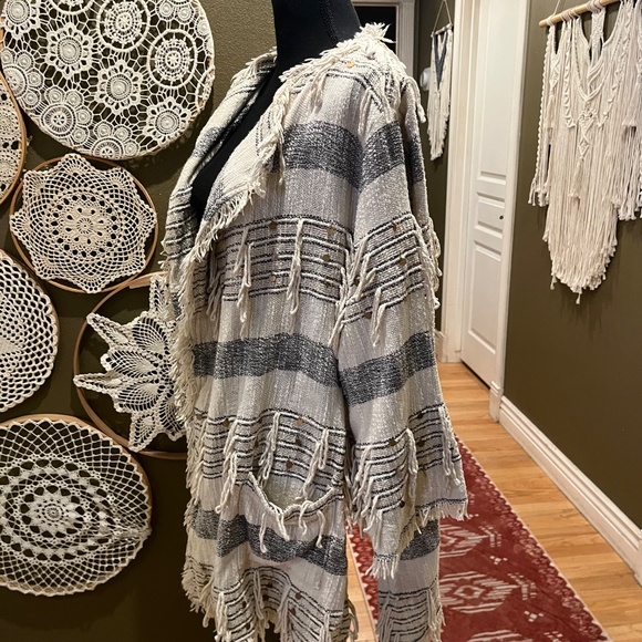 World Market Boho Striped Fringe Open Cardigan – Size L/XL - Picture 6 of 14